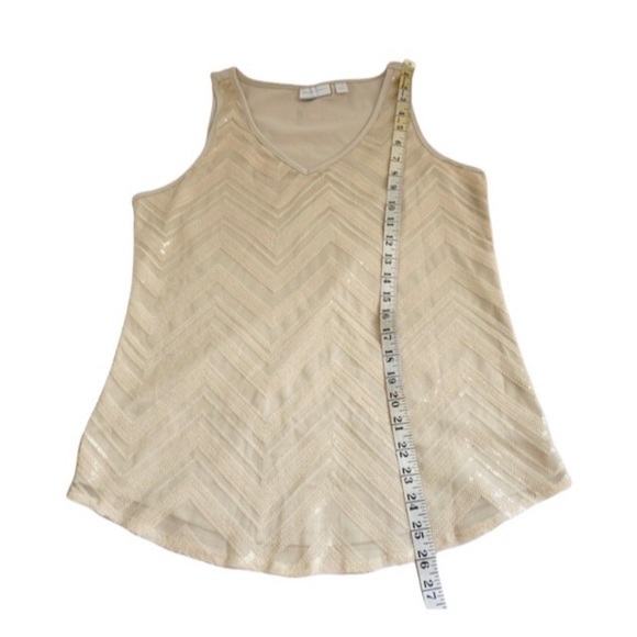 New York & Company Cream Tan Sequin Chevron Design Tank Top, Size Small - Picture 9 of 12